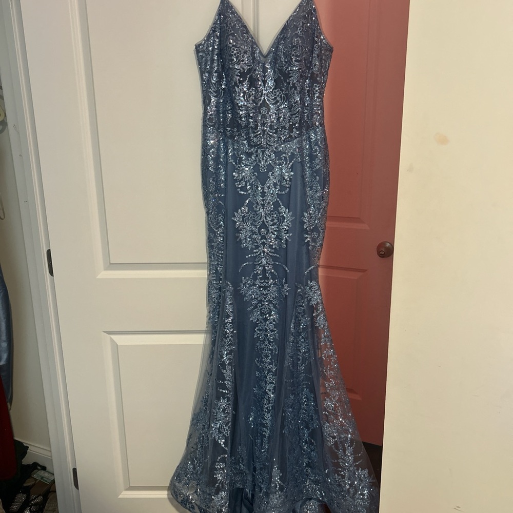 Elegant Blue Sequin Gown